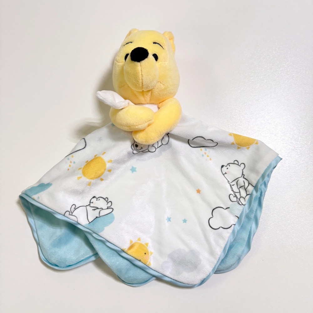 Disney Baby Winnie the Pooh 14x14 Sunshine Cloud Lovey Plush Security Blanket
